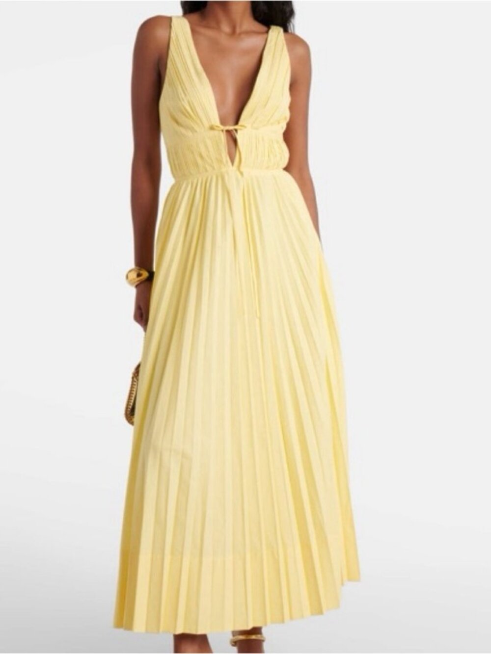 Simkhai Stephanie Pleated Cotton-Blend Midi Dress - Picture 4 of 8